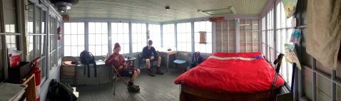 Chillin' in the fire lookout with Cole and Kris.